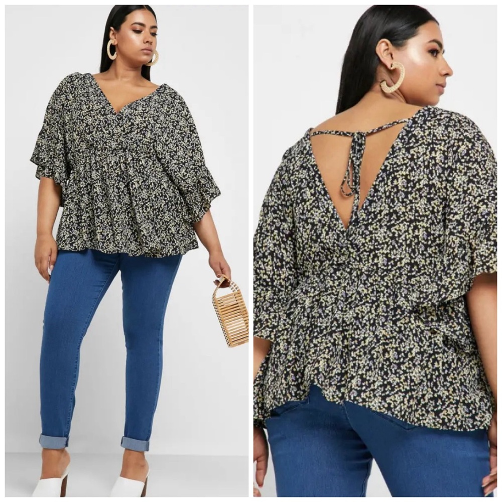 Lost Ink Floral Tie Back Blouse